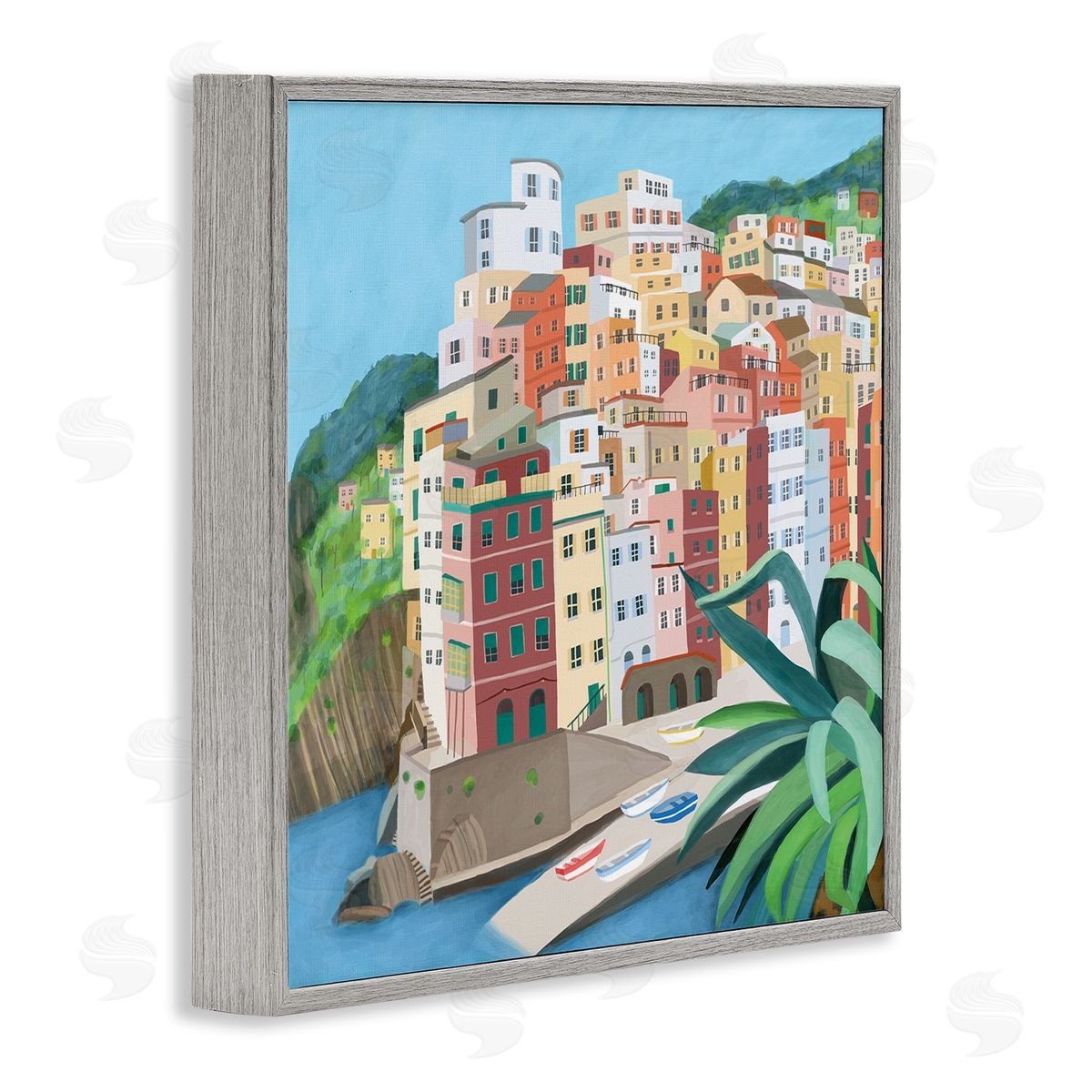 Carla Daly Italian City Port Seaside Urban Skyline Gray Framed Glicee Wall Art Print