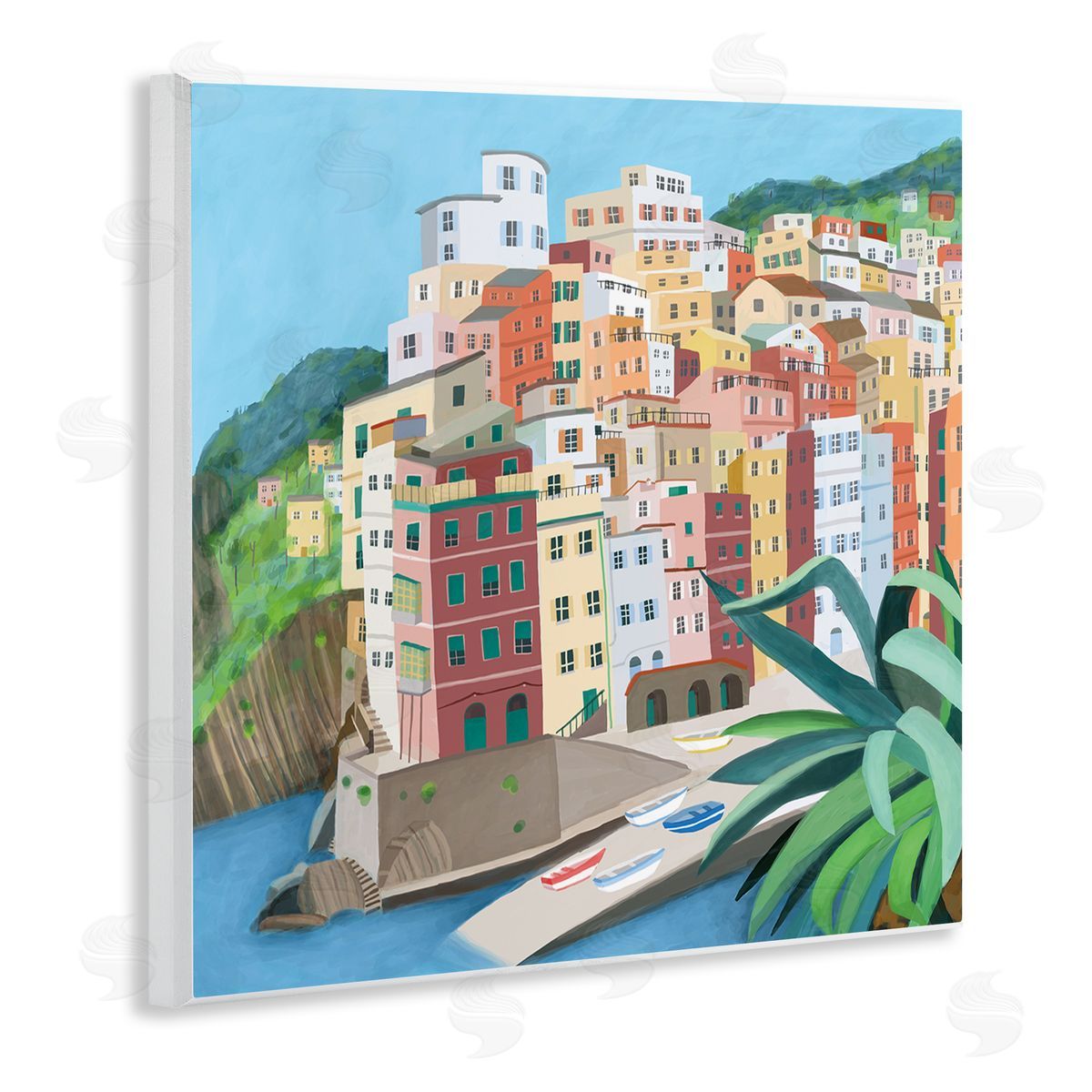 Carla Daly Italian City Port Seaside Urban Skyline Wooden Wall Plaque Art Print