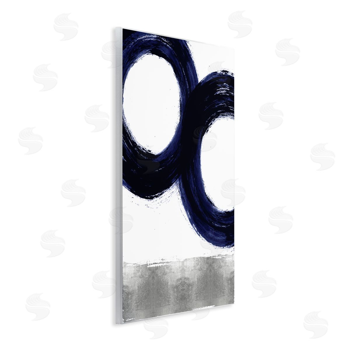 Ellie Roberts Abstract Shape Design Blue Circles above Grey