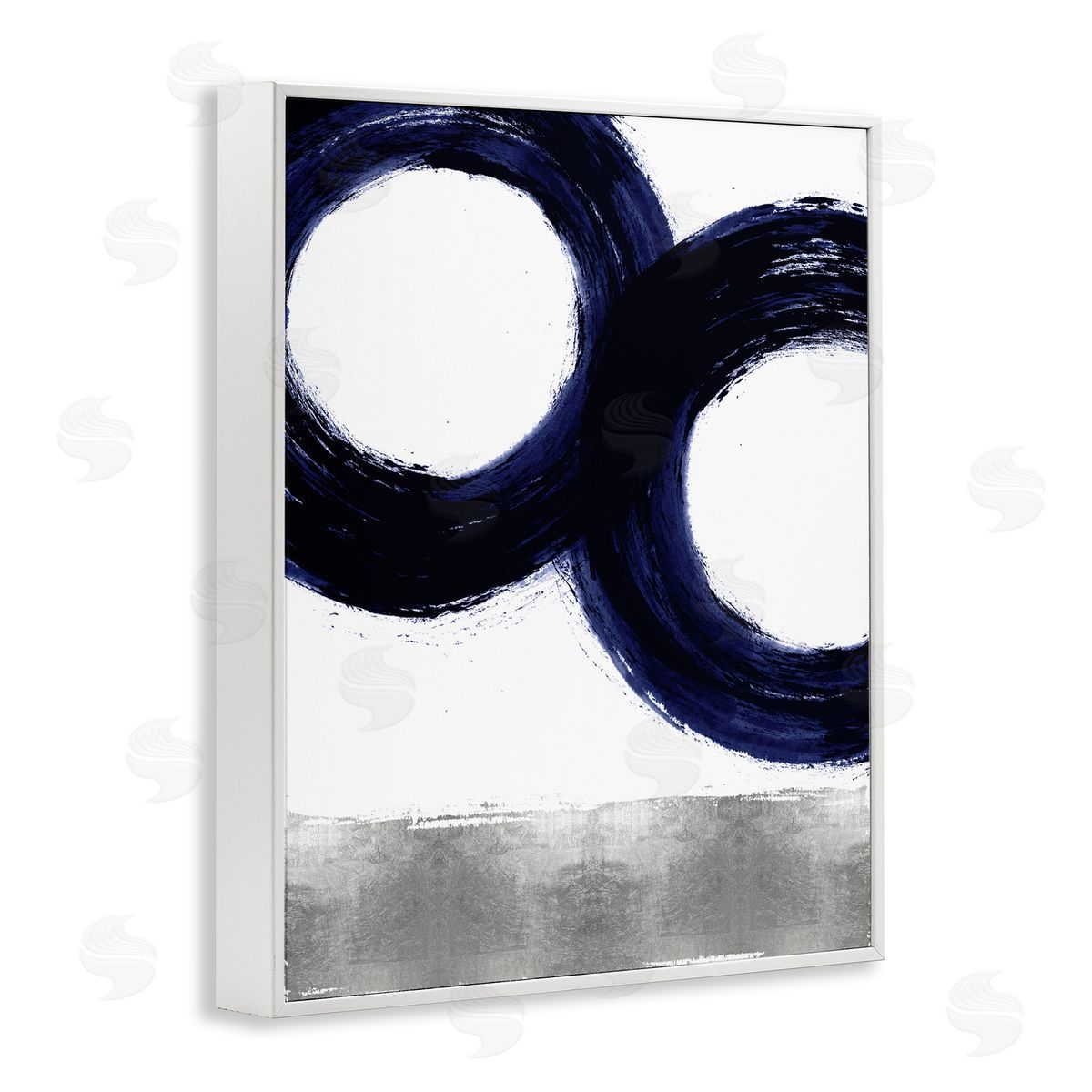 Ellie Roberts Abstract Shape Design Blue Circles above Grey