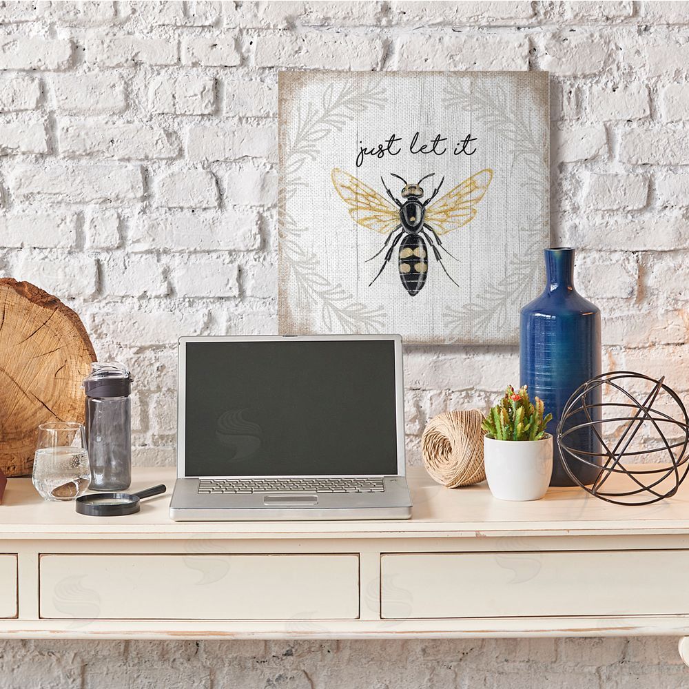 Elizabeth Tyndall Just Let it Be Sentiment Country Bee Pun Canvas Wall Art in Room