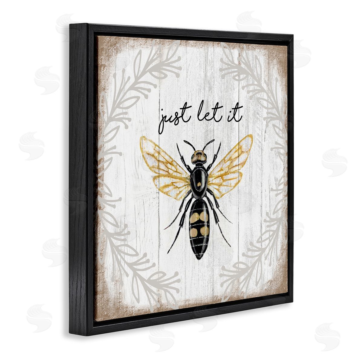 Elizabeth Tyndall Just Let it Be Sentiment Country Bee Pun Black Floating Frame Canvas Wall Art Print
