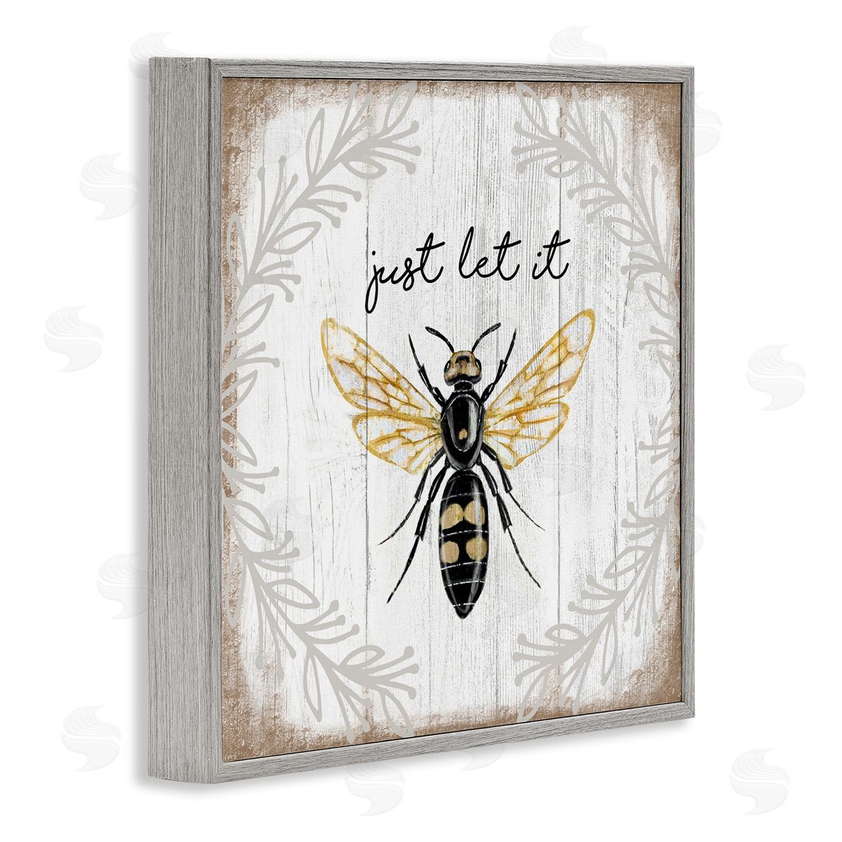 Elizabeth Tyndall Just Let it Be Sentiment Country Bee Pun Gray Framed Glicee Wall Art Print