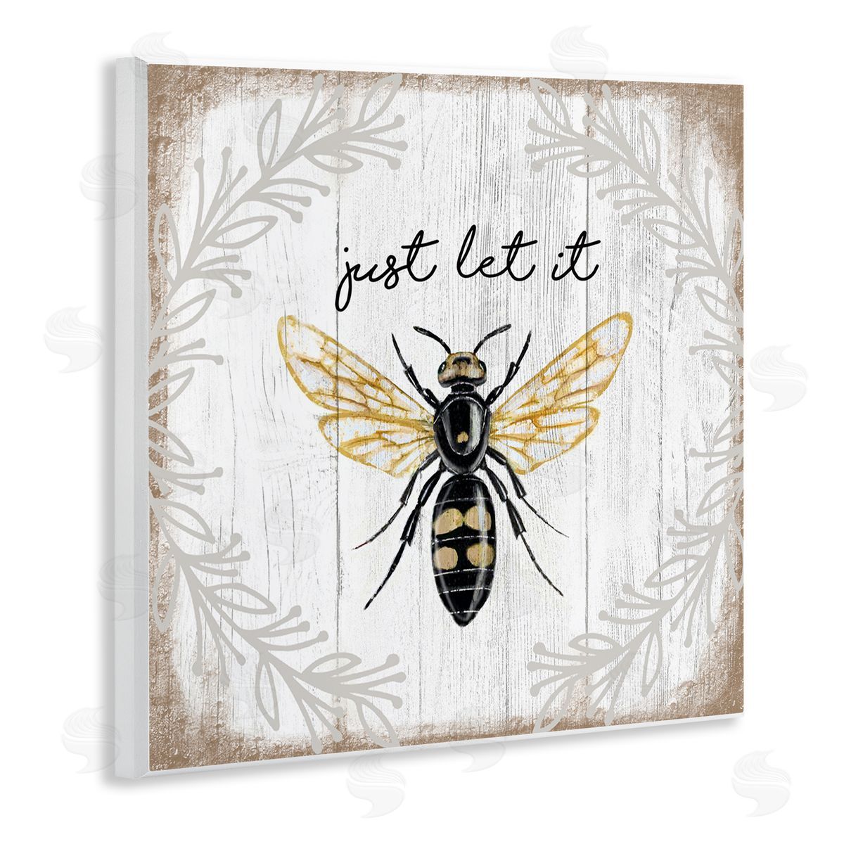 Elizabeth Tyndall Just Let it Be Sentiment Country Bee Pun Wooden Wall Plaque Art Print
