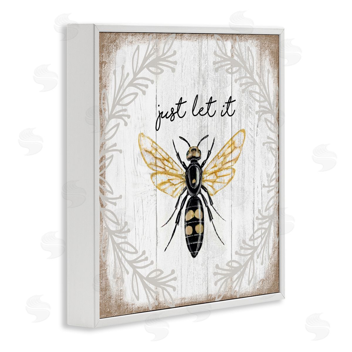 Elizabeth Tyndall Just Let it Be Sentiment Country Bee Pun White Framed Glicee Wall Art Print