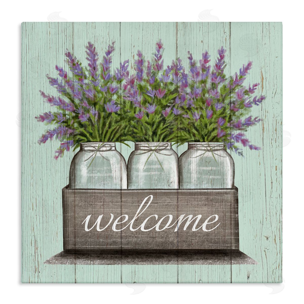 Purple Lavender Florals in Jars Canvas Wall Art, Home Decor by Elizabeth Tyndall
