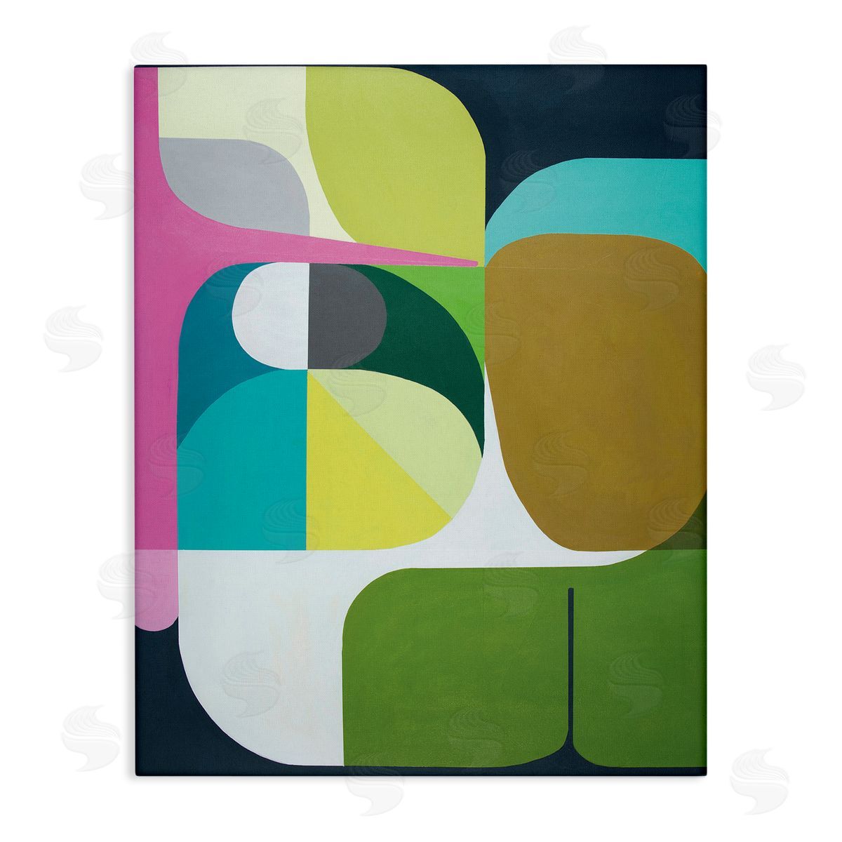 Marion Griese Abstract Curved Shapes Green Pink Brown