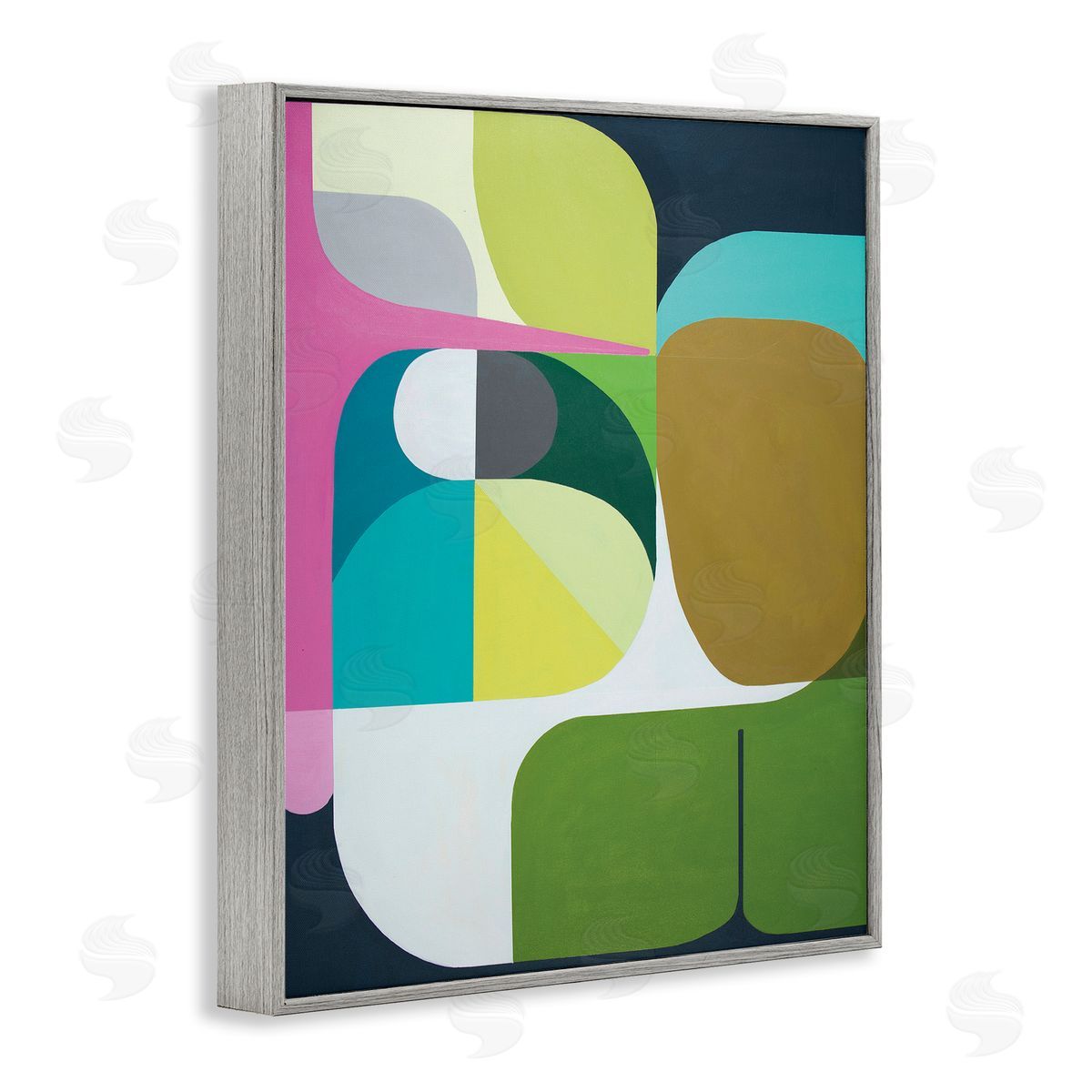 Marion Griese Abstract Curved Shapes Green Pink Brown
