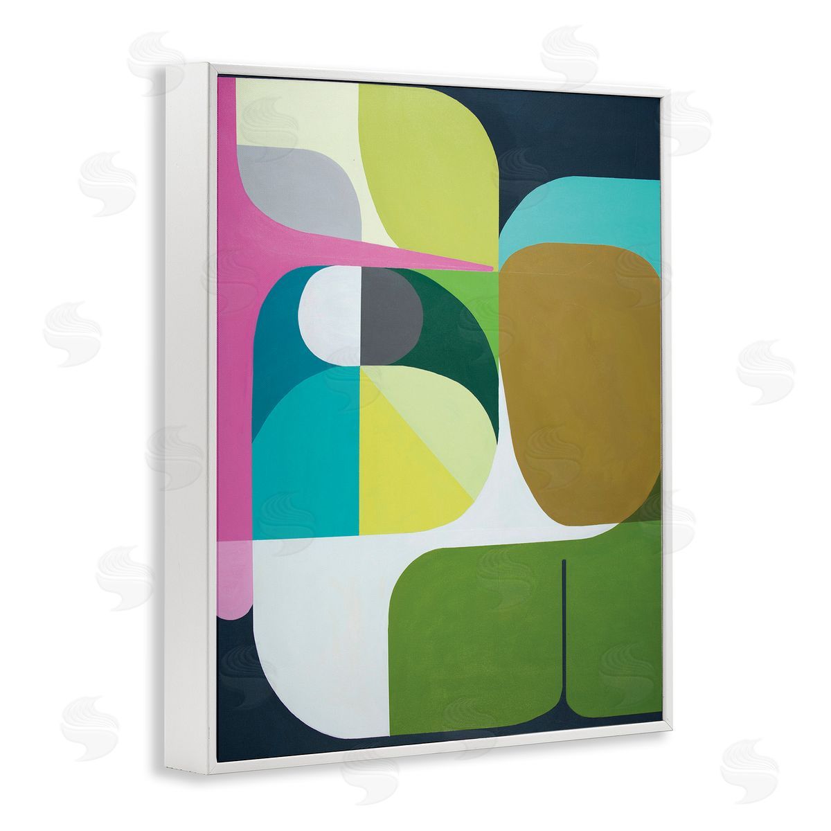 Marion Griese Abstract Curved Shapes Green Pink Brown