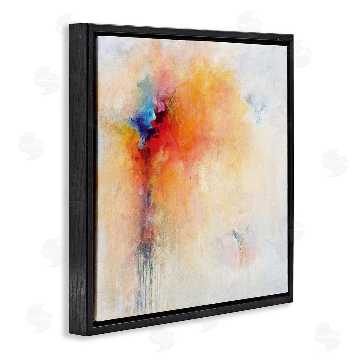 Karen Hale Abstract Paint Burst Expressive Orange Red Blue Black Floating Frame Canvas Wall Art Print