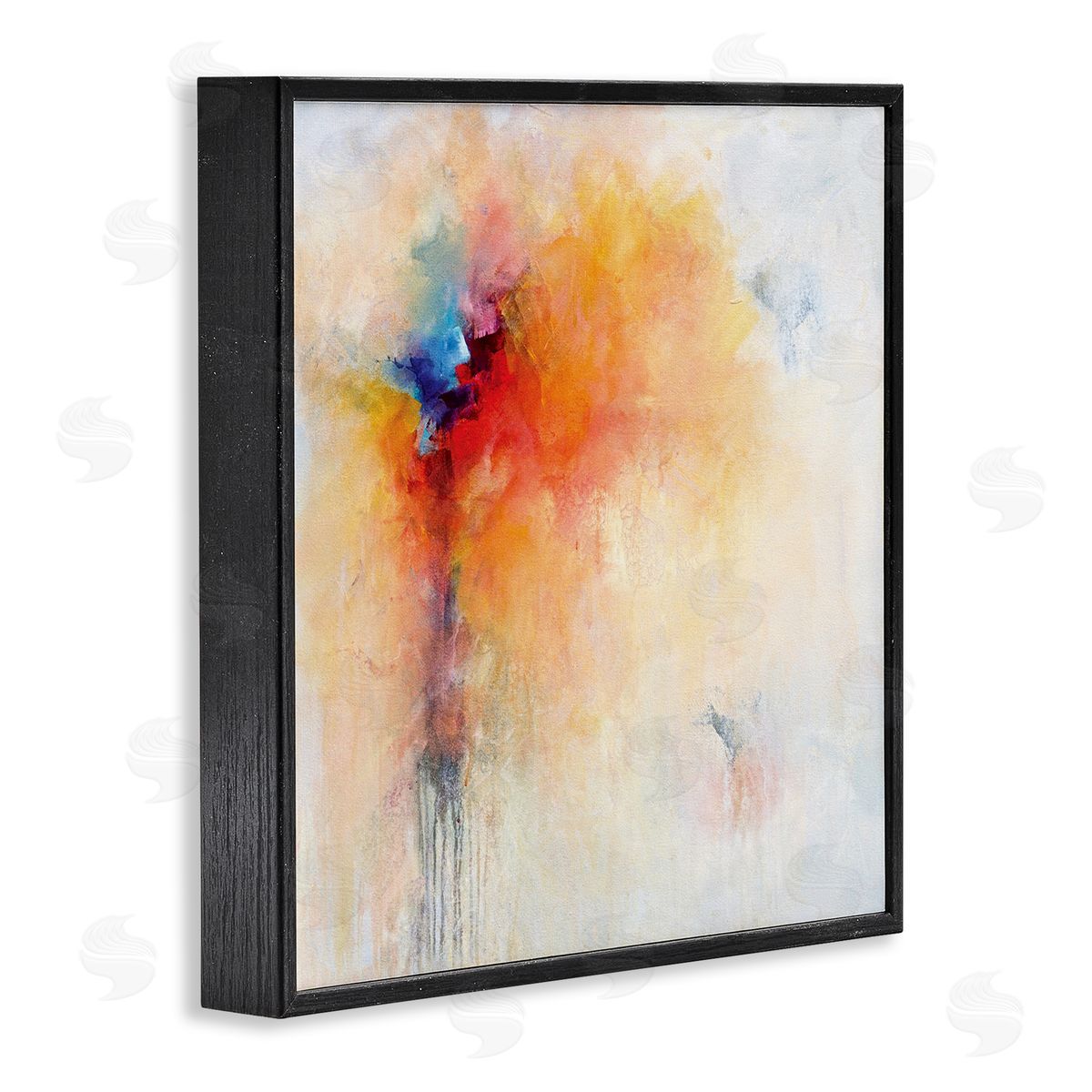 Karen Hale Abstract Paint Burst Expressive Orange Red Blue Black Framed Glicee Wall Art Print