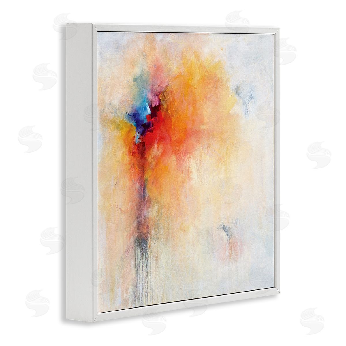 Karen Hale Abstract Paint Burst Expressive Orange Red Blue White Framed Glicee Wall Art Print