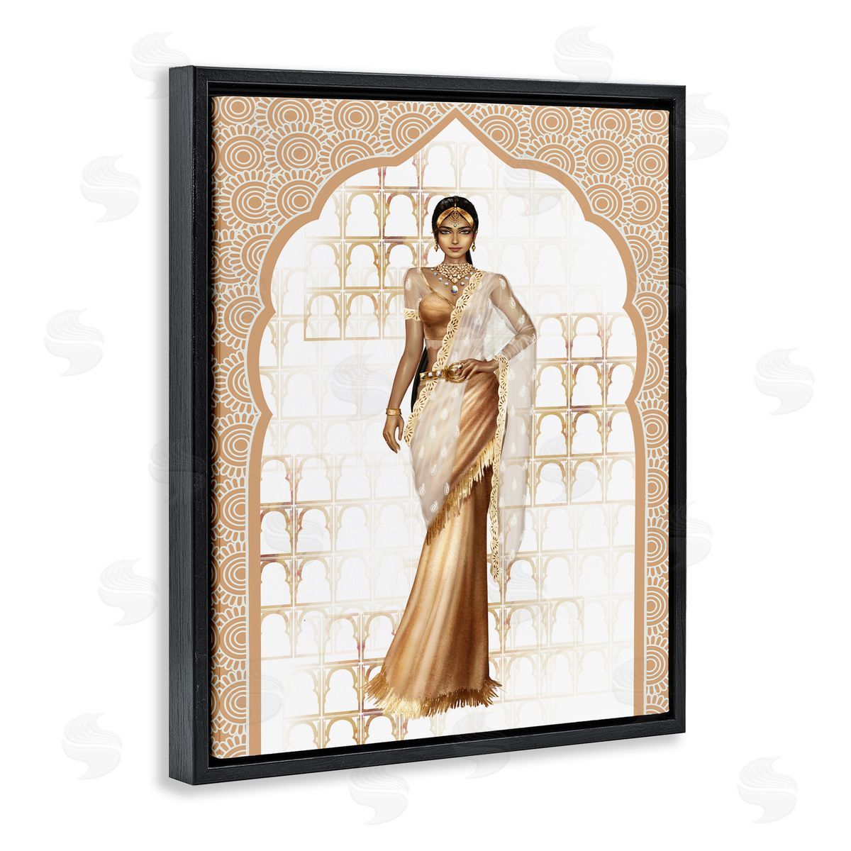 Ziwei Li Woman Modeling Islamic Fashion Glam Pattern Beige