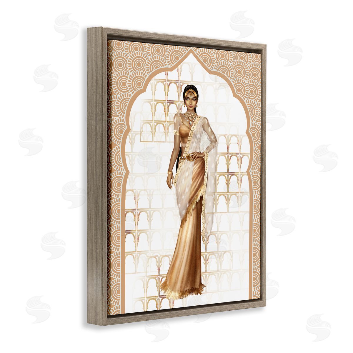 Ziwei Li Woman Modeling Islamic Fashion Glam Pattern Beige