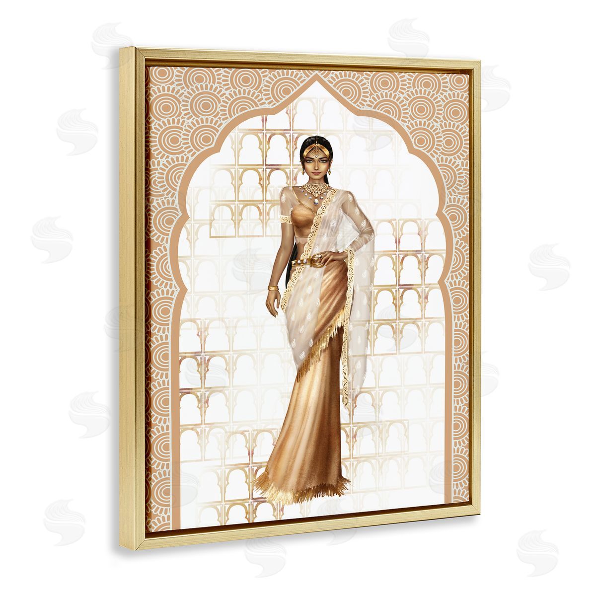 Ziwei Li Woman Modeling Islamic Fashion Glam Pattern Beige