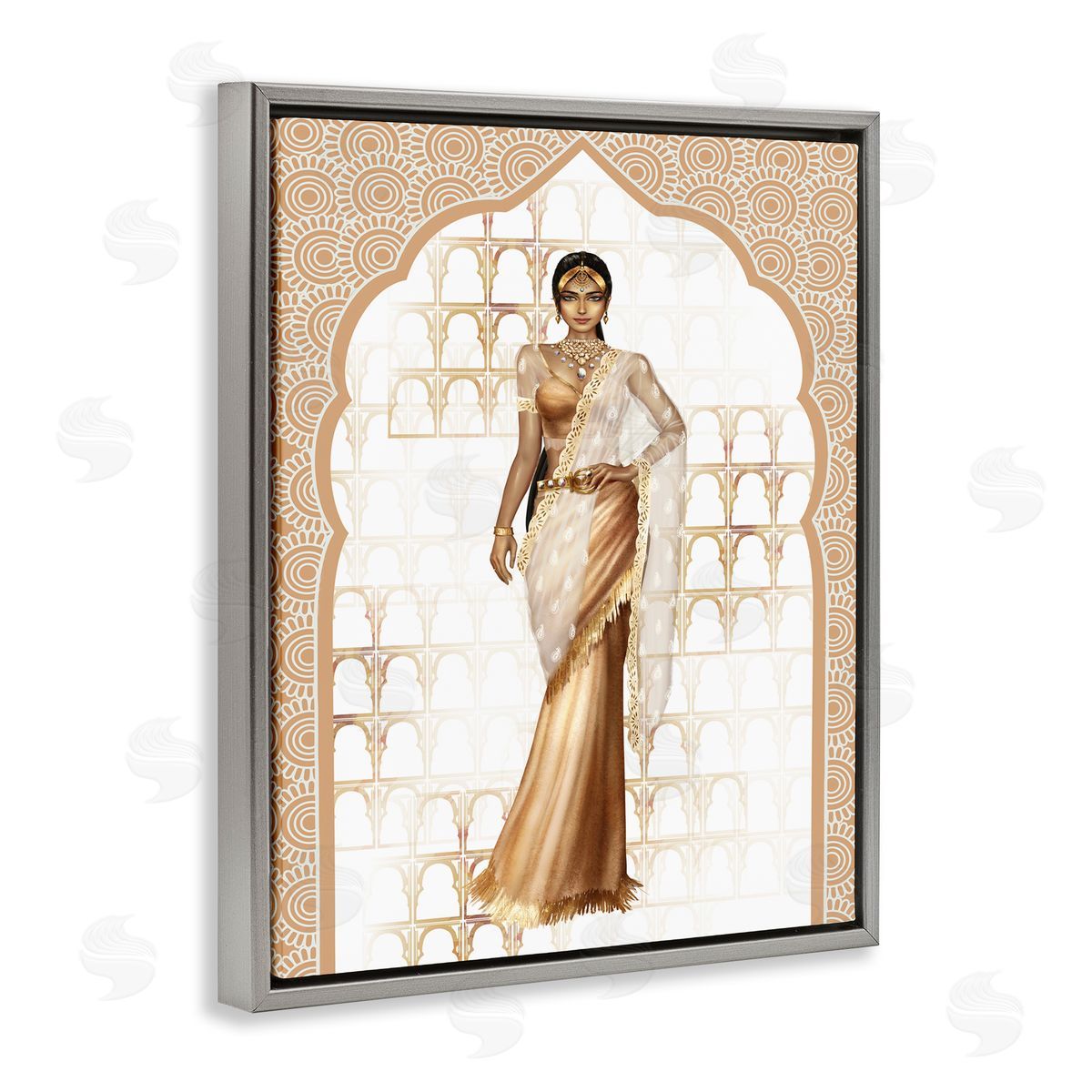 Ziwei Li Woman Modeling Islamic Fashion Glam Pattern Beige