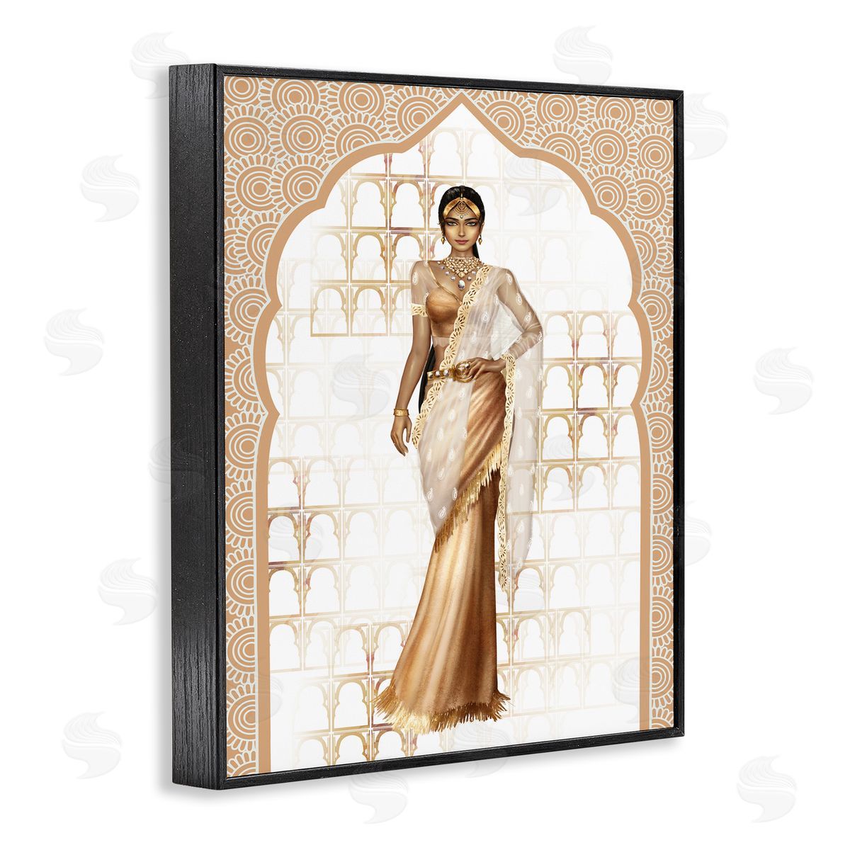 Ziwei Li Woman Modeling Islamic Fashion Glam Pattern Beige