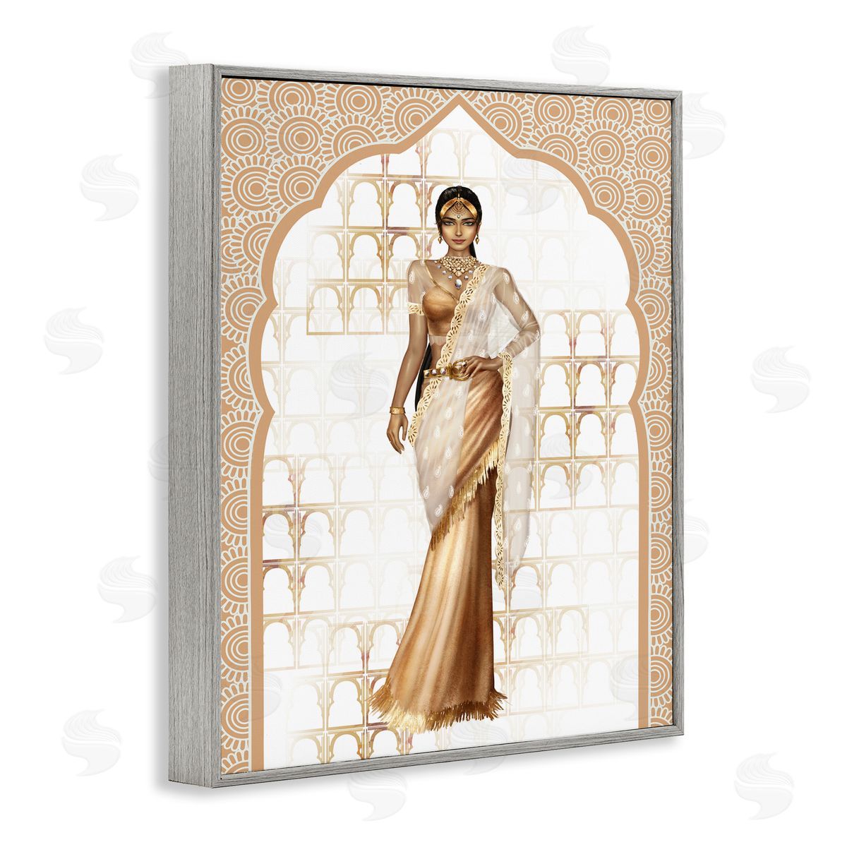 Ziwei Li Woman Modeling Islamic Fashion Glam Pattern Beige