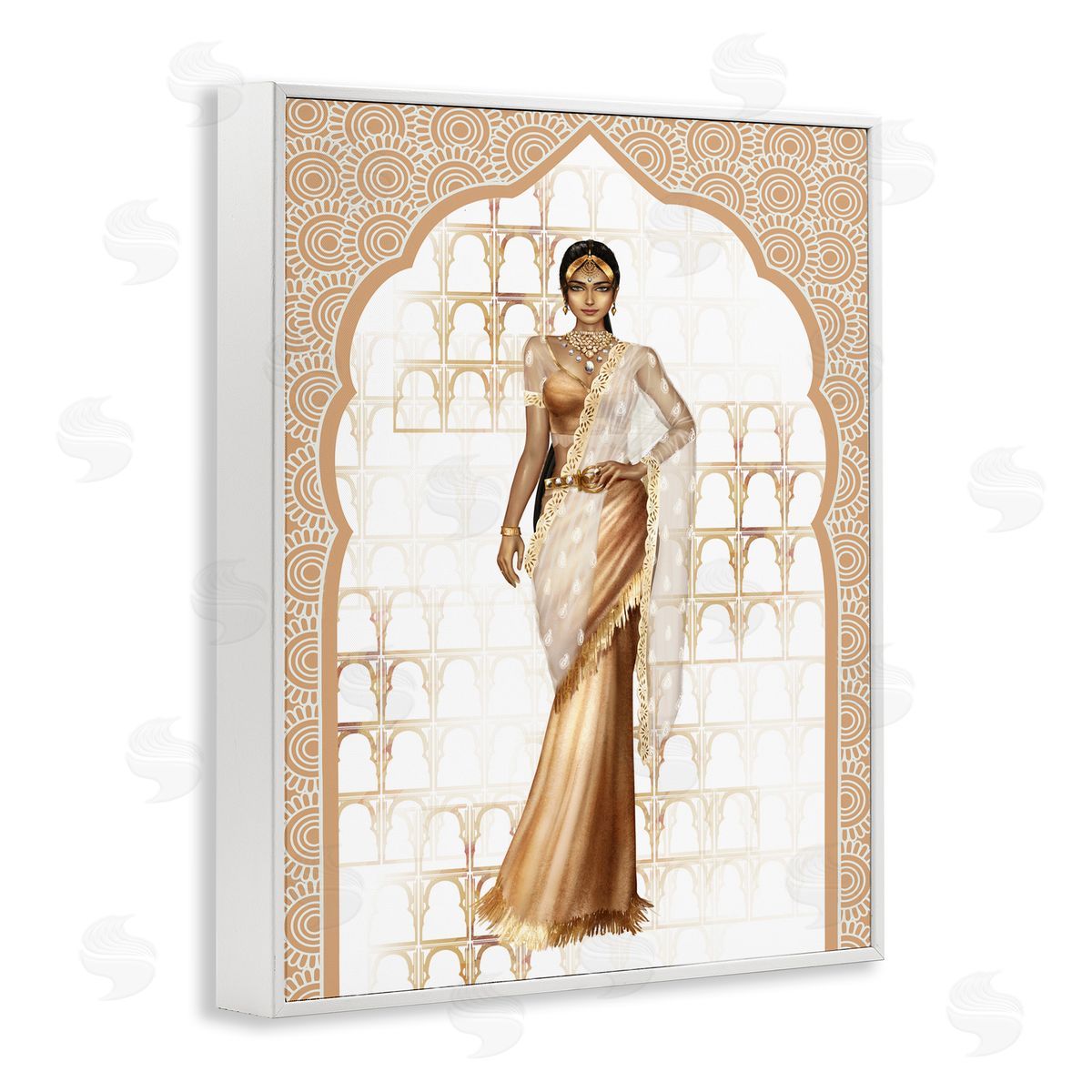 Ziwei Li Woman Modeling Islamic Fashion Glam Pattern Beige