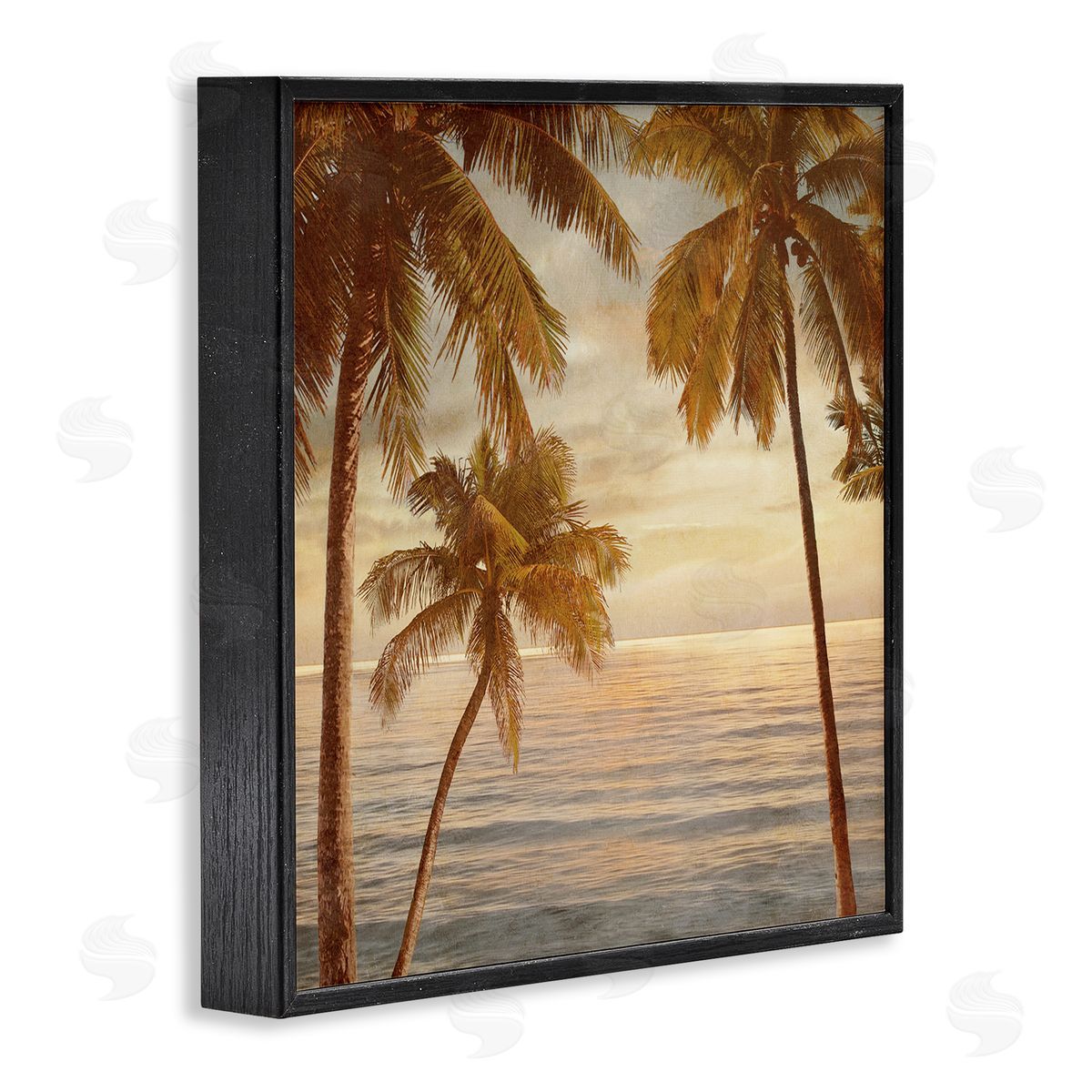 John Seba Palm Trees by Ocean Nautical Sunset Sky Black Framed Glicee Wall Art Print