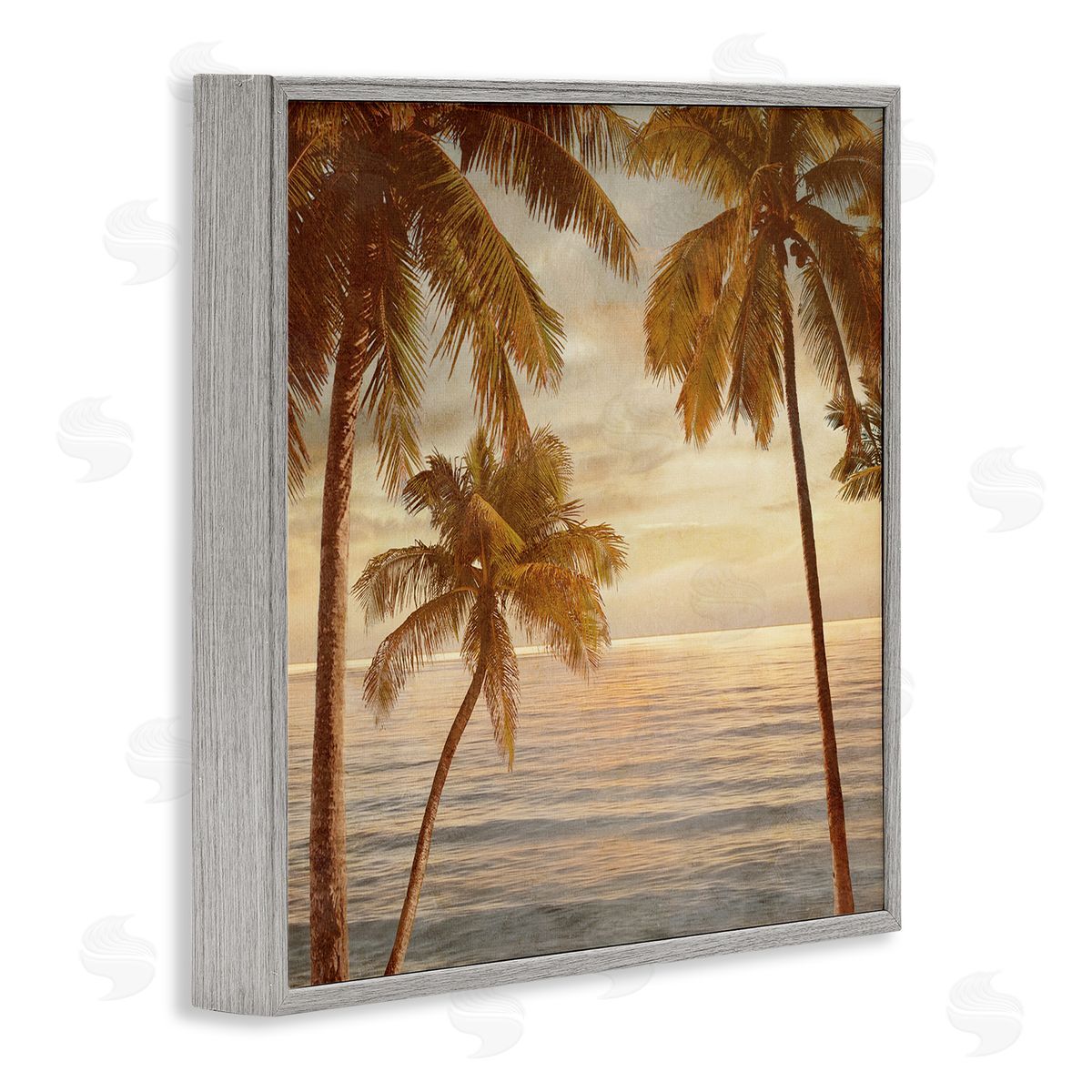 John Seba Palm Trees by Ocean Nautical Sunset Sky Gray Framed Glicee Wall Art Print