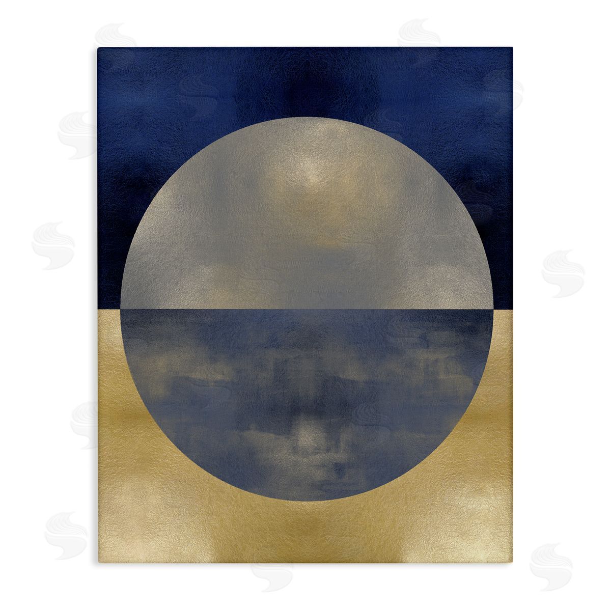 Justin Thompson Blue Gold Abstract Distressed Circle Shapes