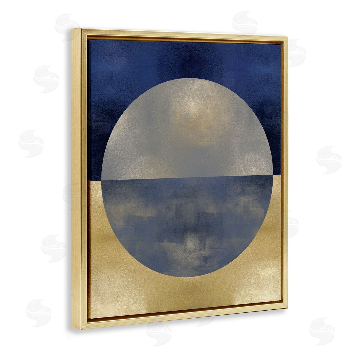 Justin Thompson Blue Gold Abstract Distressed Circle Shapes