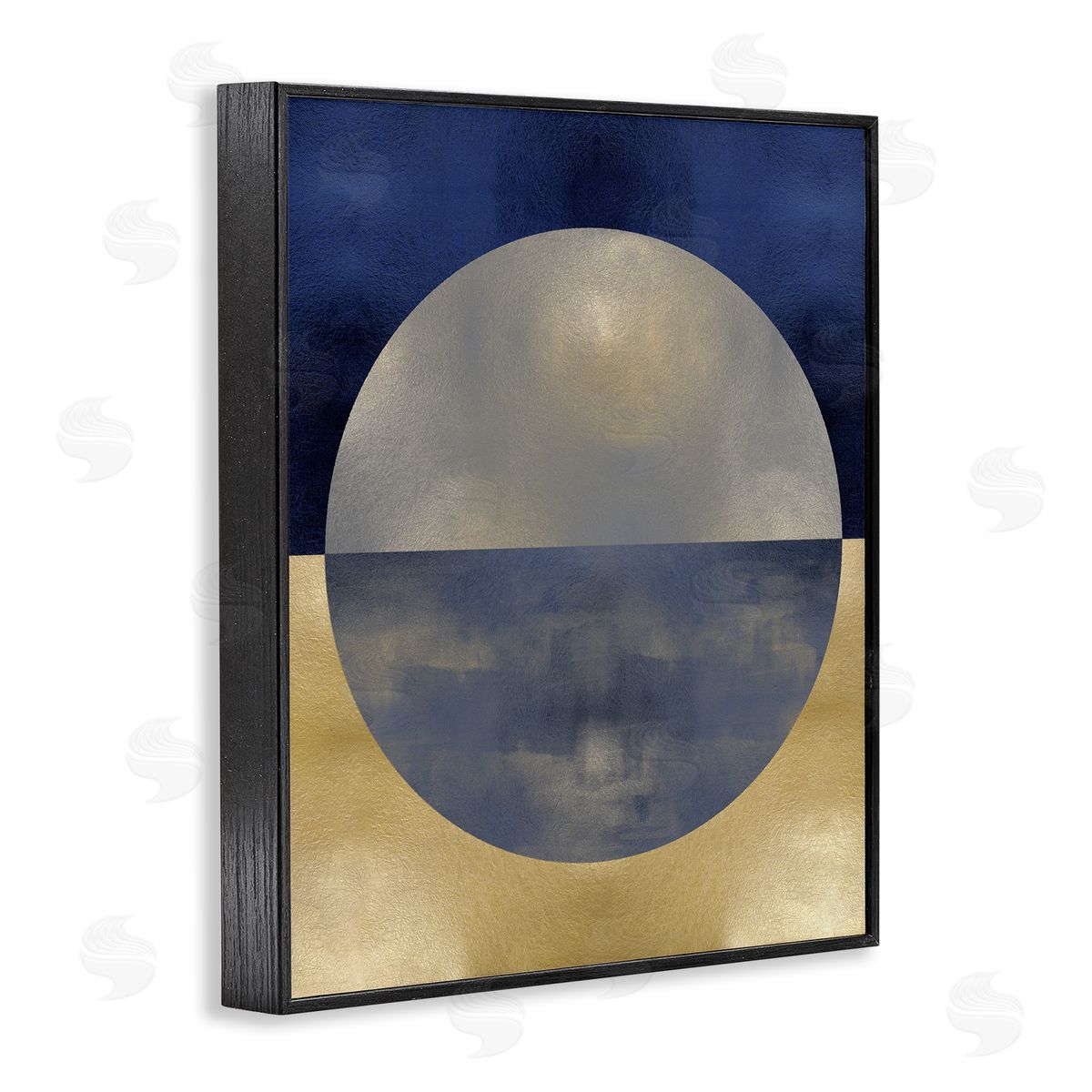 Justin Thompson Blue Gold Abstract Distressed Circle Shapes