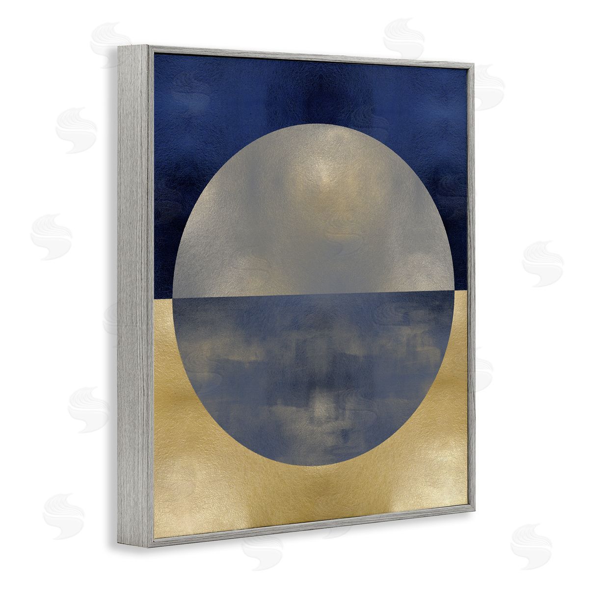 Justin Thompson Blue Gold Abstract Distressed Circle Shapes