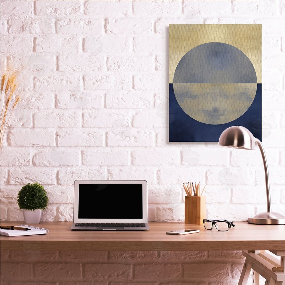 Justin Thompson Abstract Sunset Interpretation Blue Gold Distressed