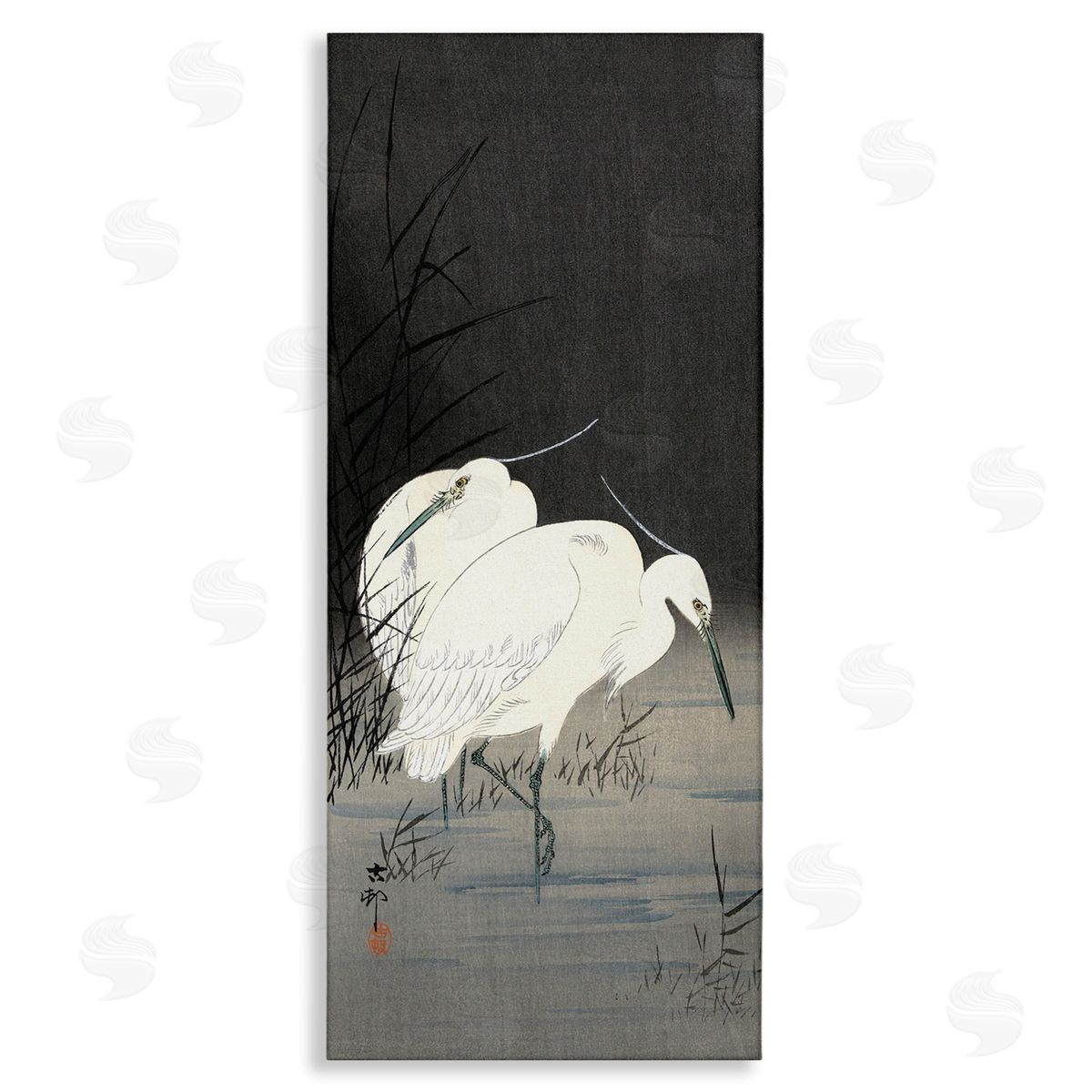 Ohara Koson Traditional Crane by Lake Japanese Inspired Bird