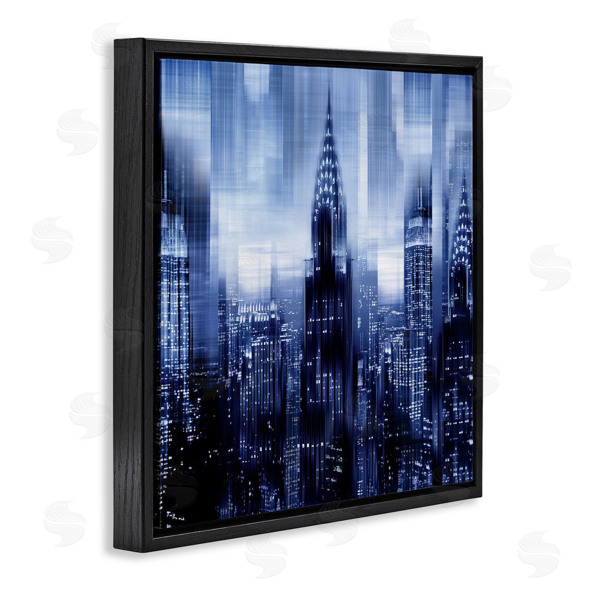 Kate Carrigan New York Cityscape Soft Focus Blue Architecture Black Floating Frame Canvas Wall Art Print