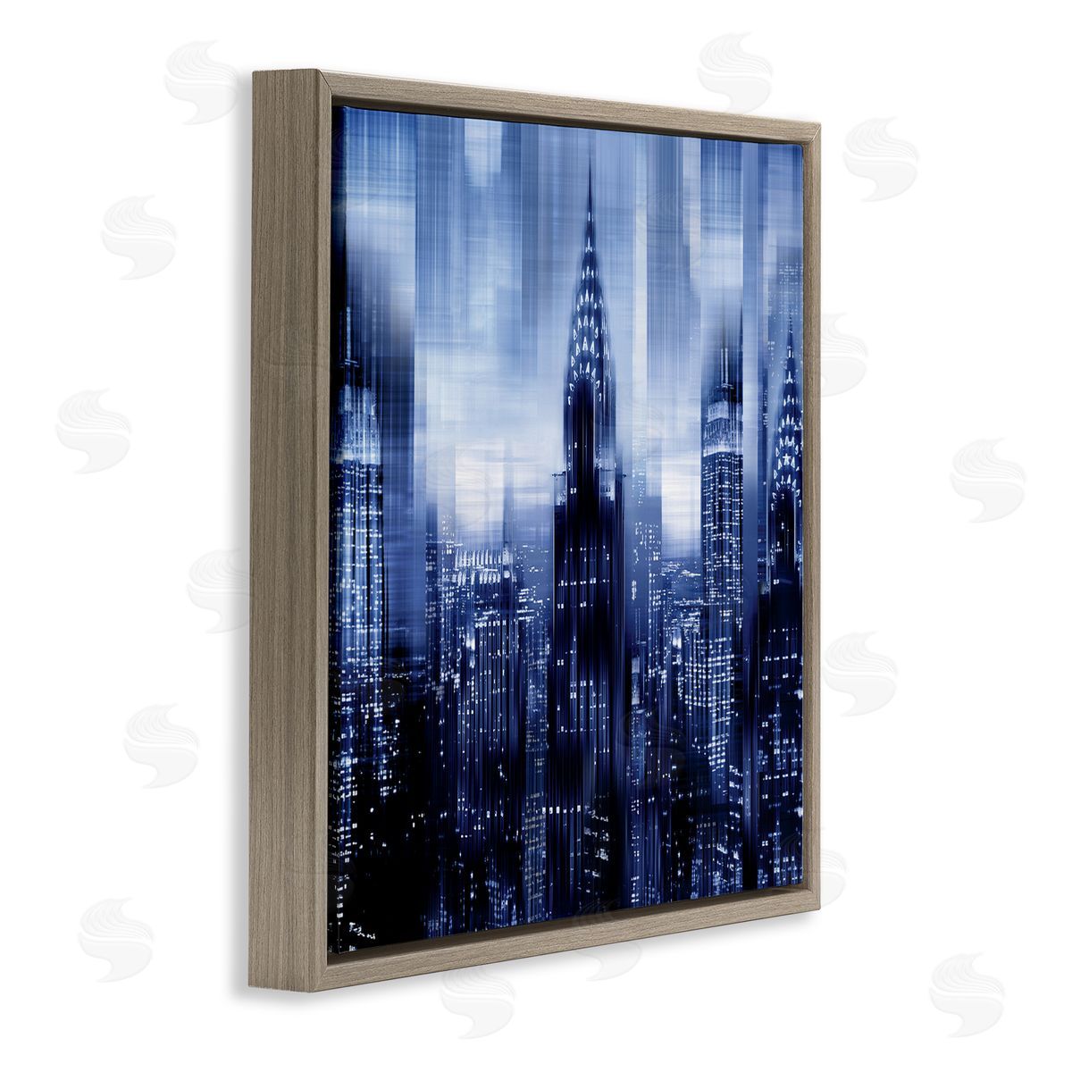 Kate Carrigan New York Cityscape Soft Focus Blue Architecture Brown Floating Frame Canvas Wall Art Print