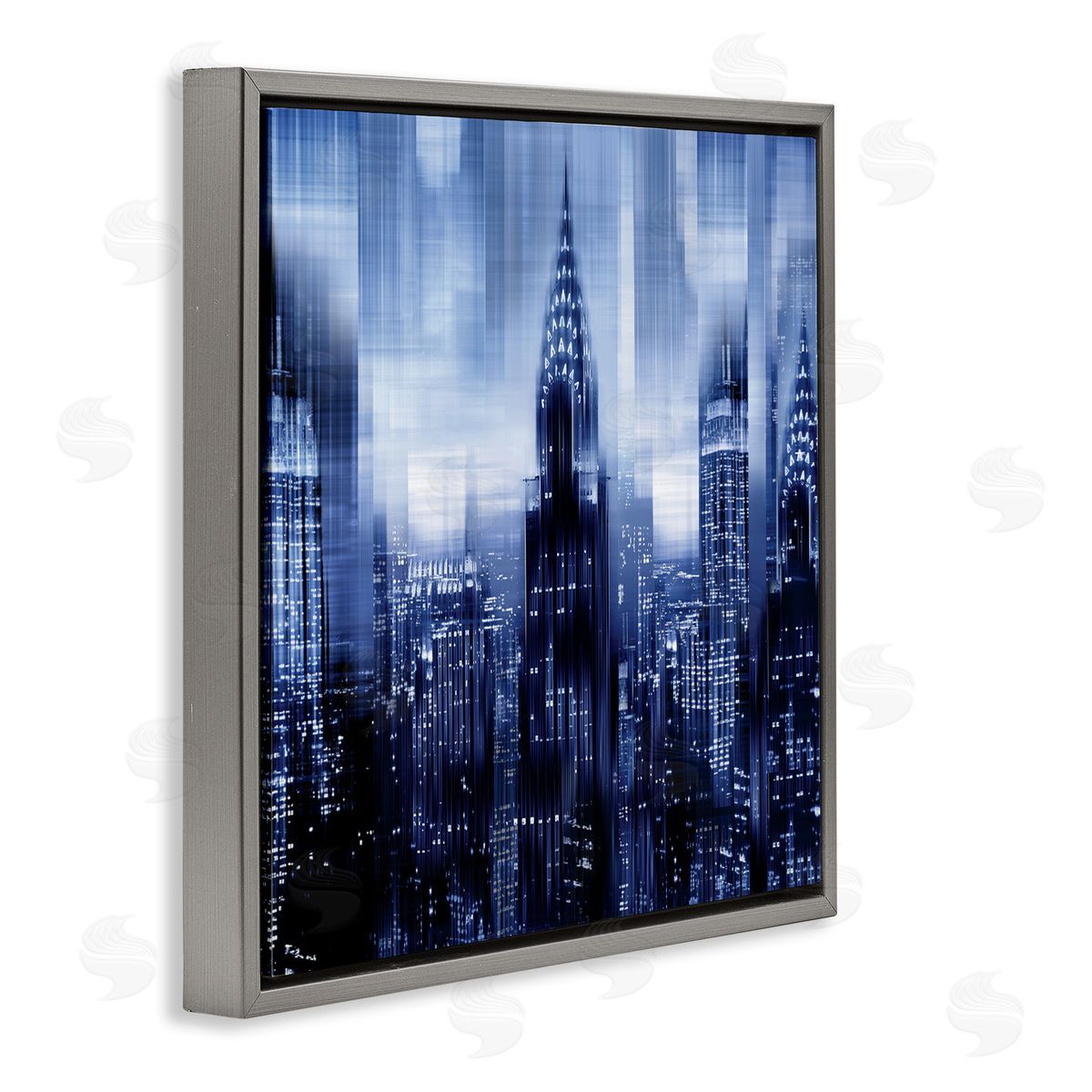 Kate Carrigan New York Cityscape Soft Focus Blue Architecture Gray Floating Frame Canvas Wall Art Print