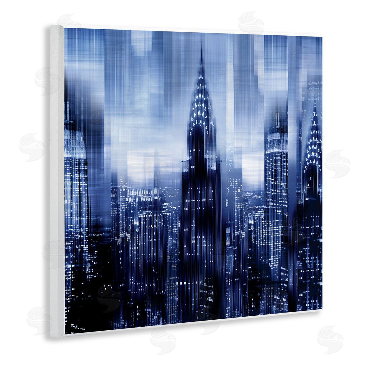 Kate Carrigan New York Cityscape Soft Focus Blue Architecture Wooden Wall Plaque Art Print