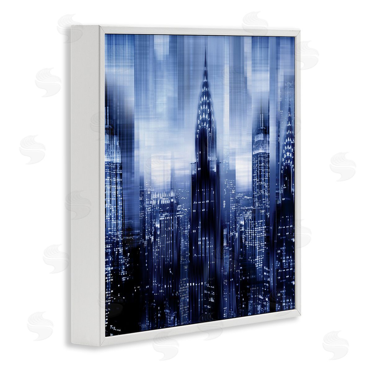 Kate Carrigan New York Cityscape Soft Focus Blue Architecture White Framed Glicee Wall Art Print