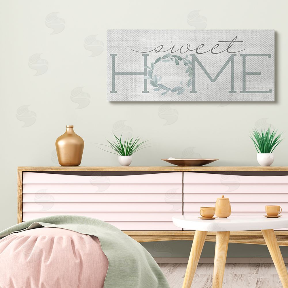 Kate Sherrill Sweet Home Greeting Grey Floral Wreath