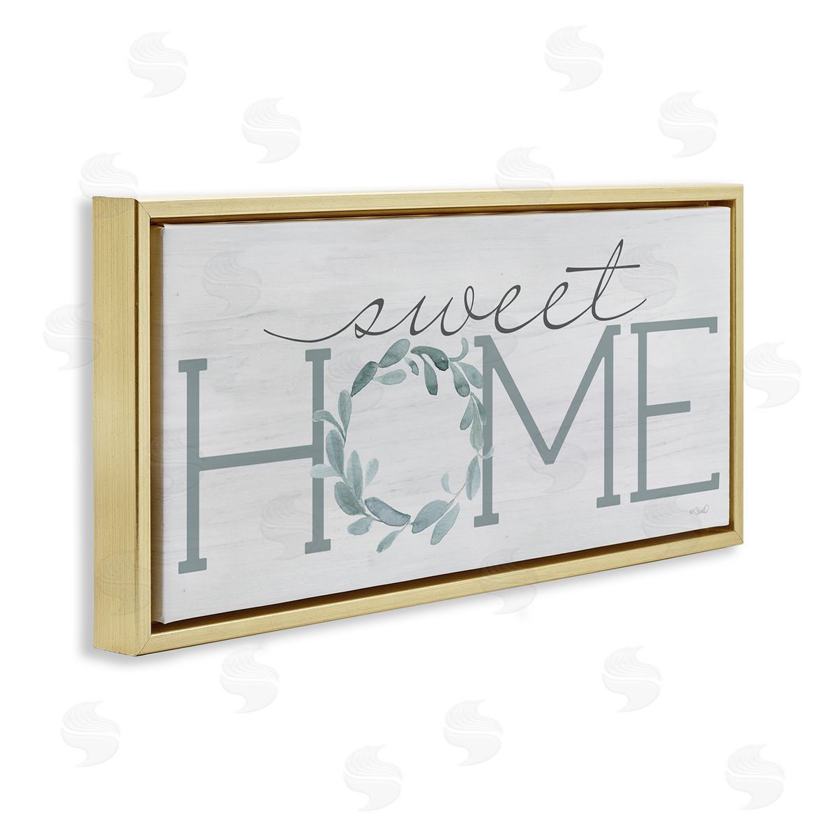 Kate Sherrill Sweet Home Greeting Grey Floral Wreath