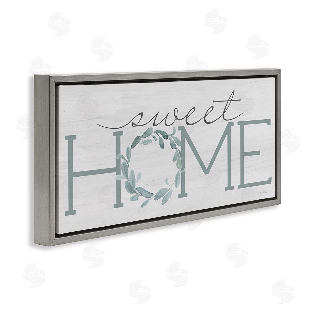 Kate Sherrill Sweet Home Greeting Grey Floral Wreath