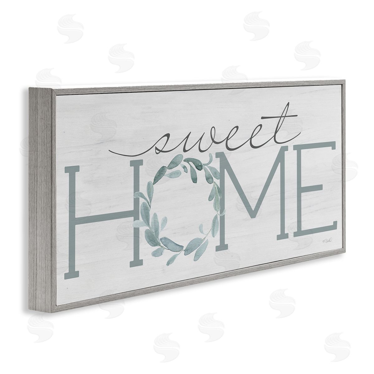 Kate Sherrill Sweet Home Greeting Grey Floral Wreath