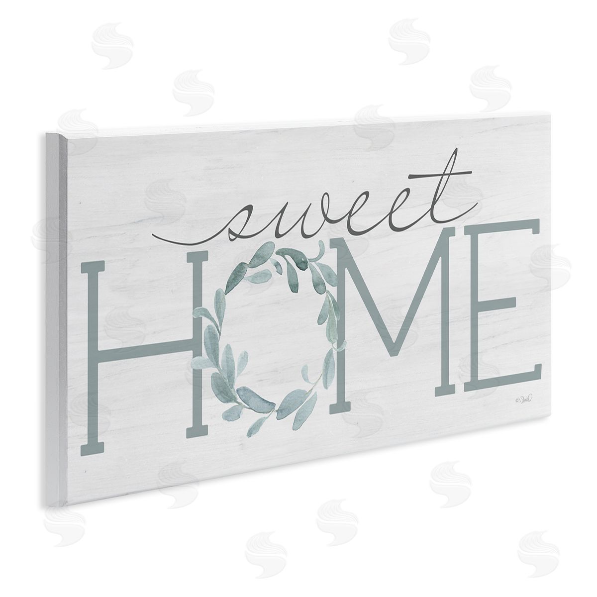 Kate Sherrill Sweet Home Greeting Grey Floral Wreath