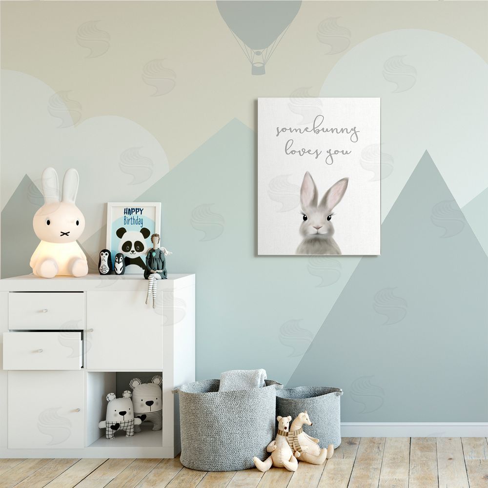 Leah Straatsma Somebunny Loves You Quote Grey Rabbit Animal Pun