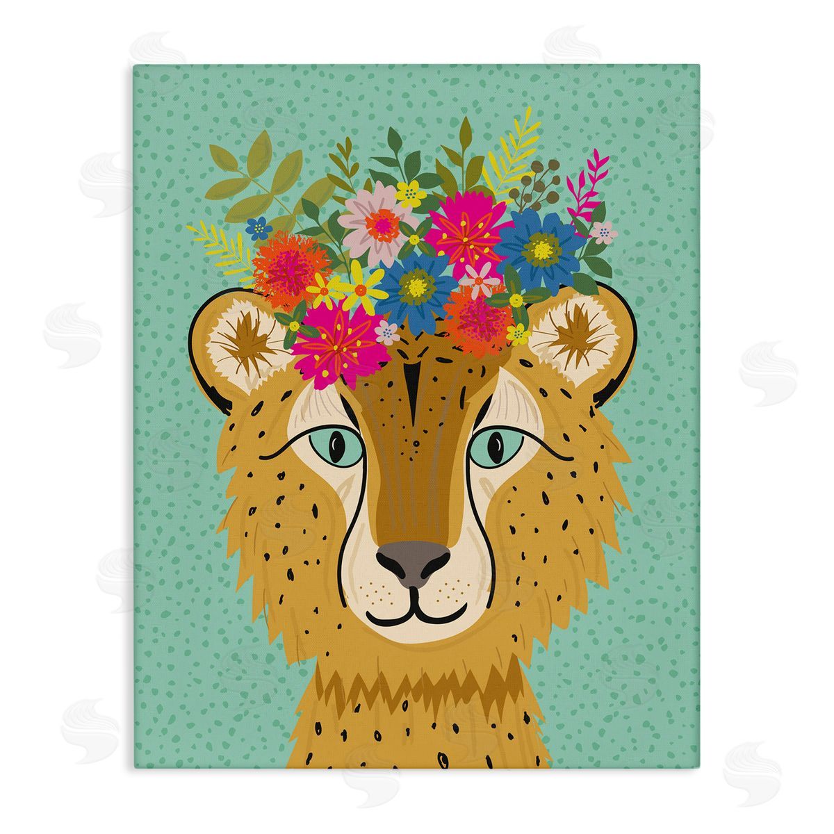 Lisa Perry Whitebutton Floral Crown Cheetah Spotted Fur Playful Animal