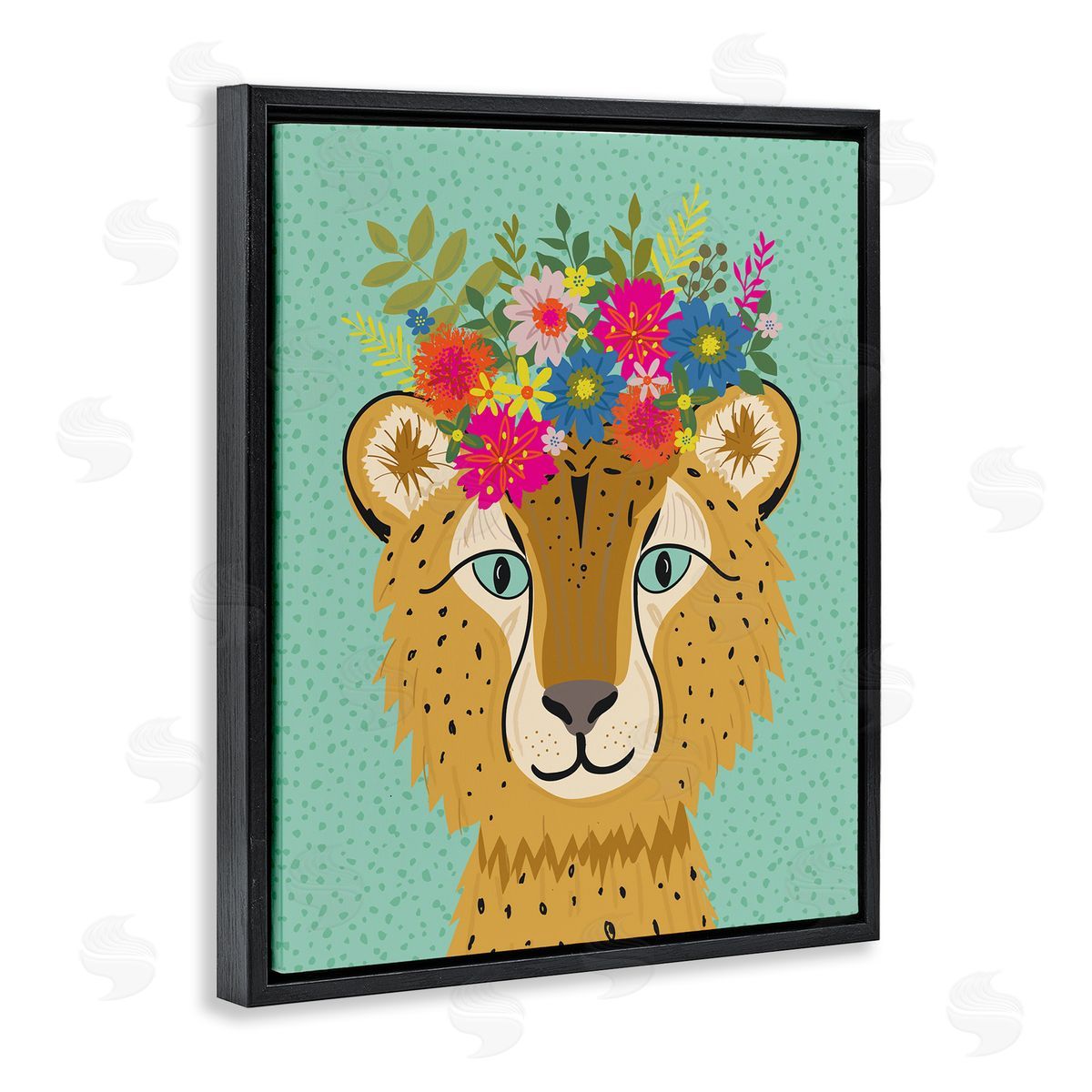 Lisa Perry Whitebutton Floral Crown Cheetah Spotted Fur Playful Animal