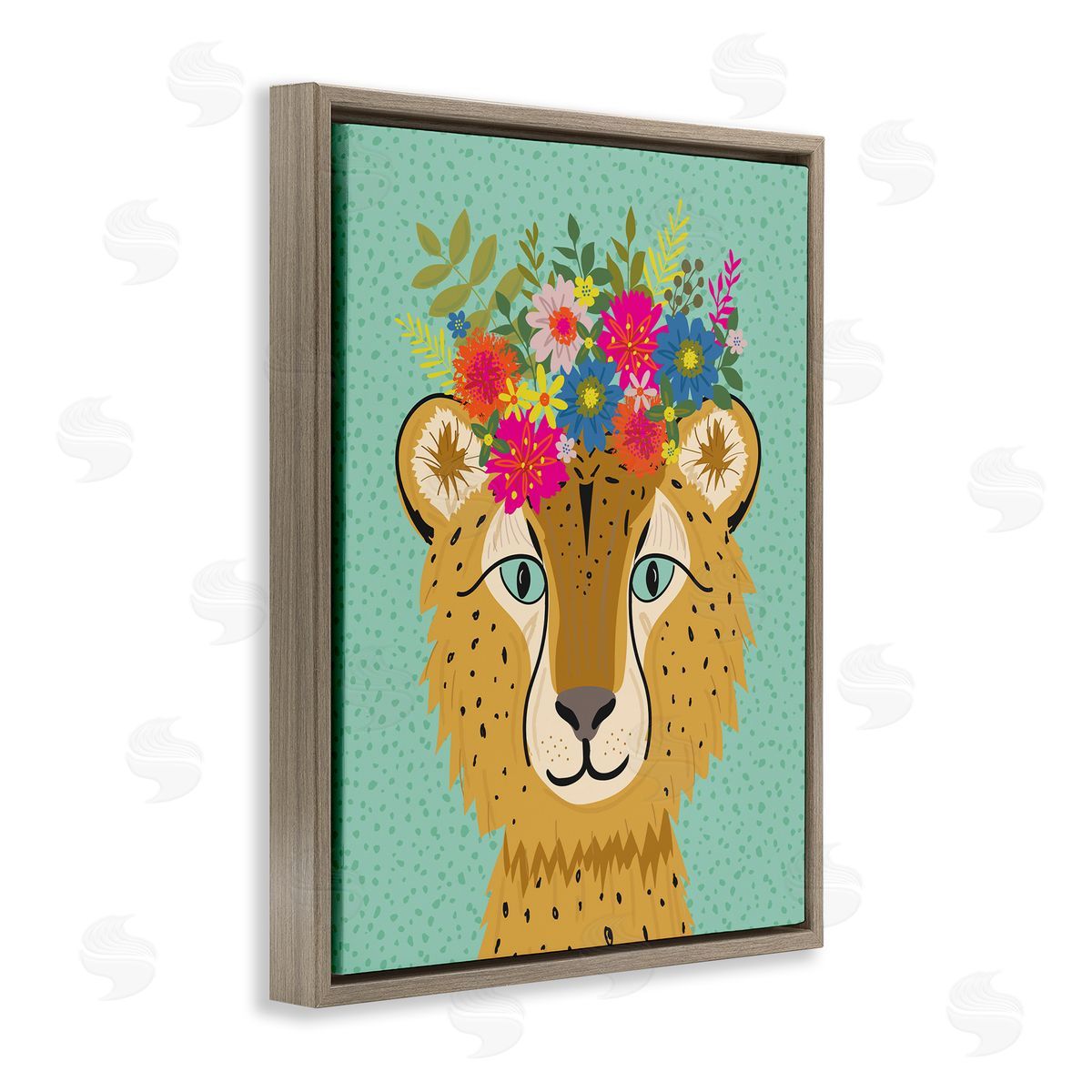 Lisa Perry Whitebutton Floral Crown Cheetah Spotted Fur Playful Animal