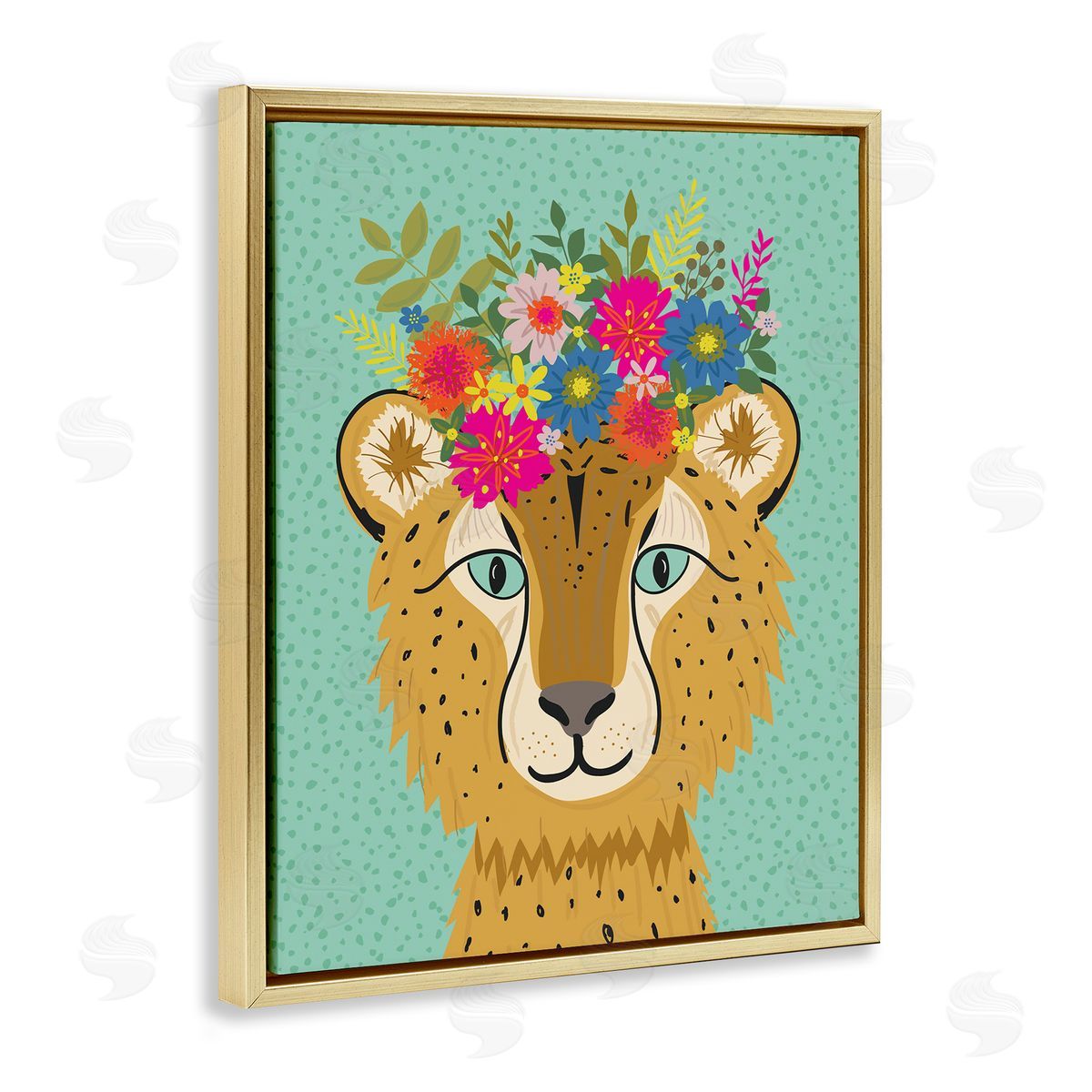 Lisa Perry Whitebutton Floral Crown Cheetah Spotted Fur Playful Animal