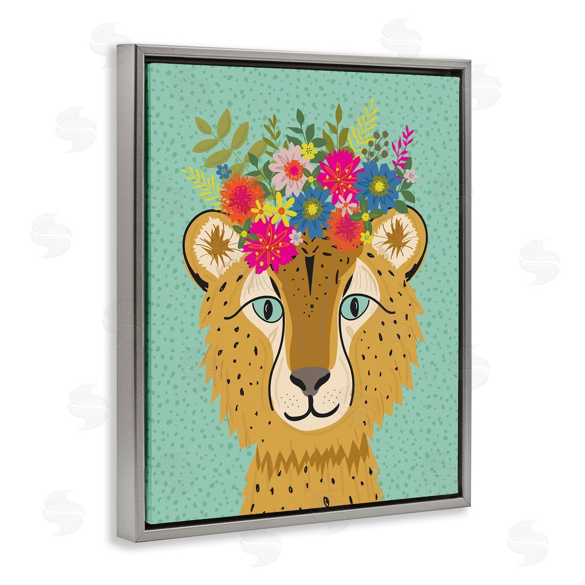 Lisa Perry Whitebutton Floral Crown Cheetah Spotted Fur Playful Animal