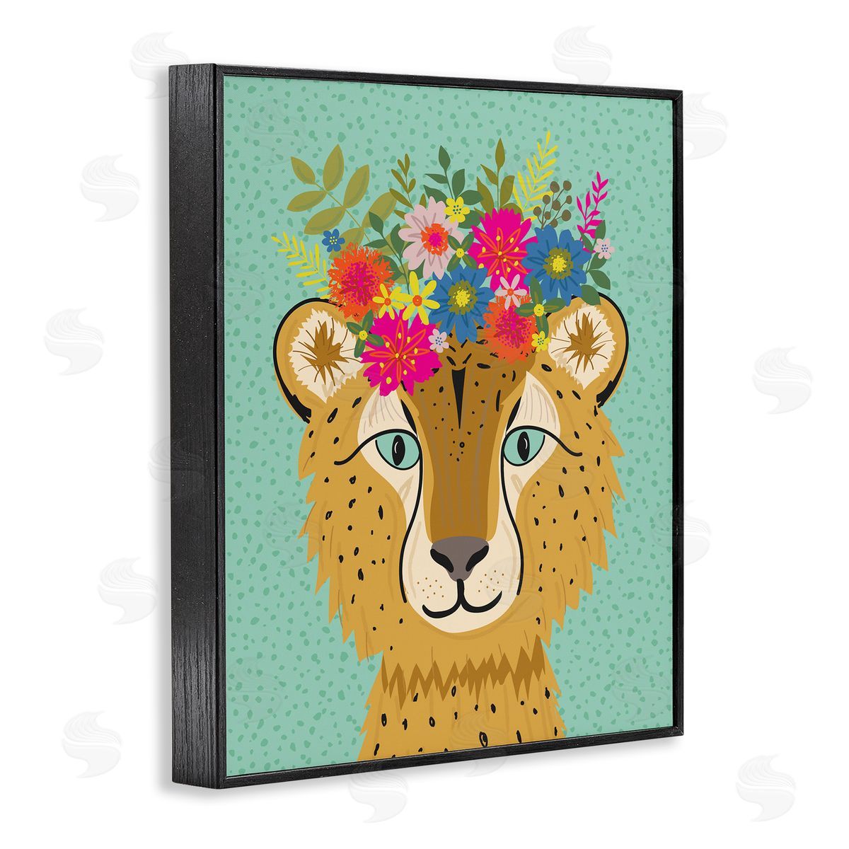 Lisa Perry Whitebutton Floral Crown Cheetah Spotted Fur Playful Animal
