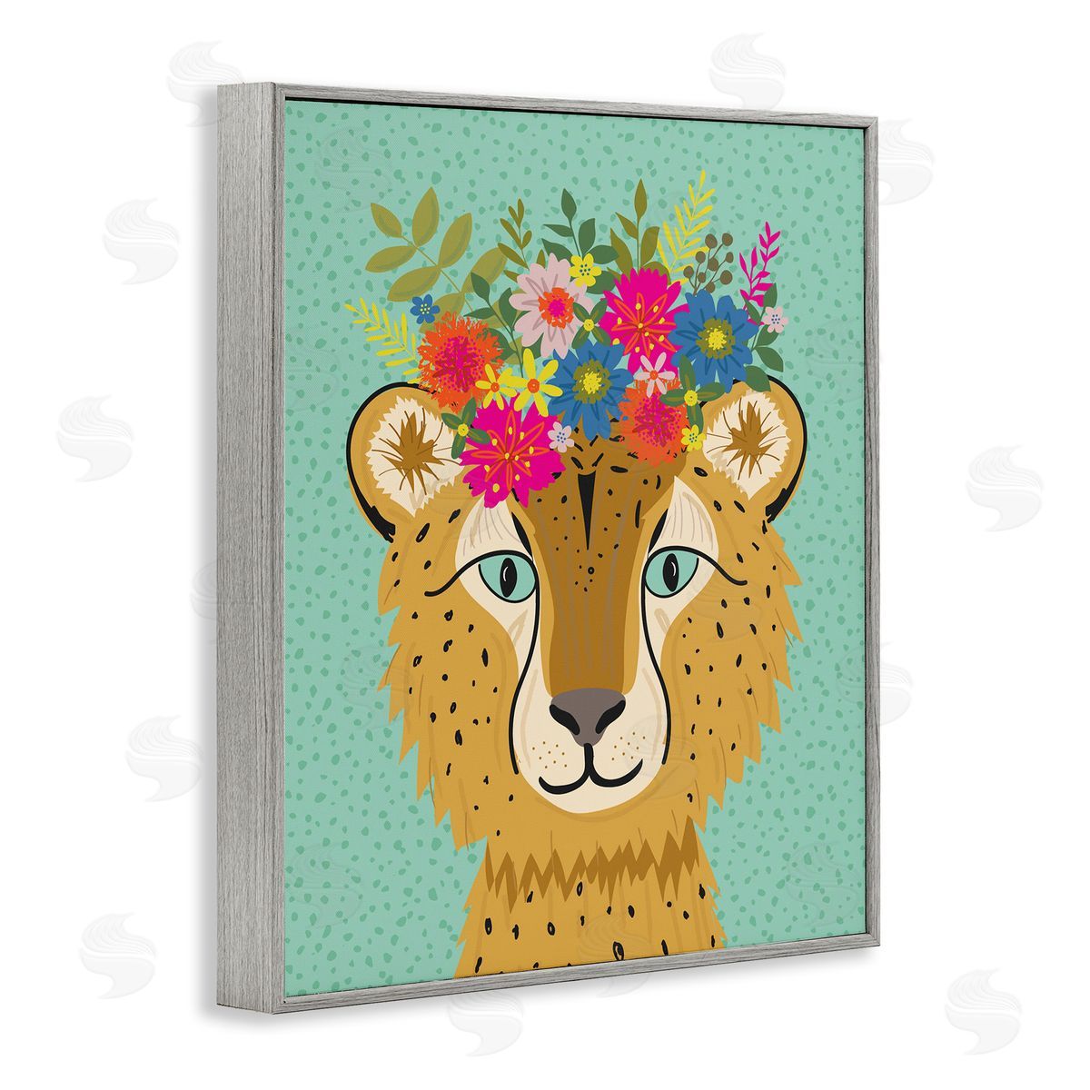 Lisa Perry Whitebutton Floral Crown Cheetah Spotted Fur Playful Animal