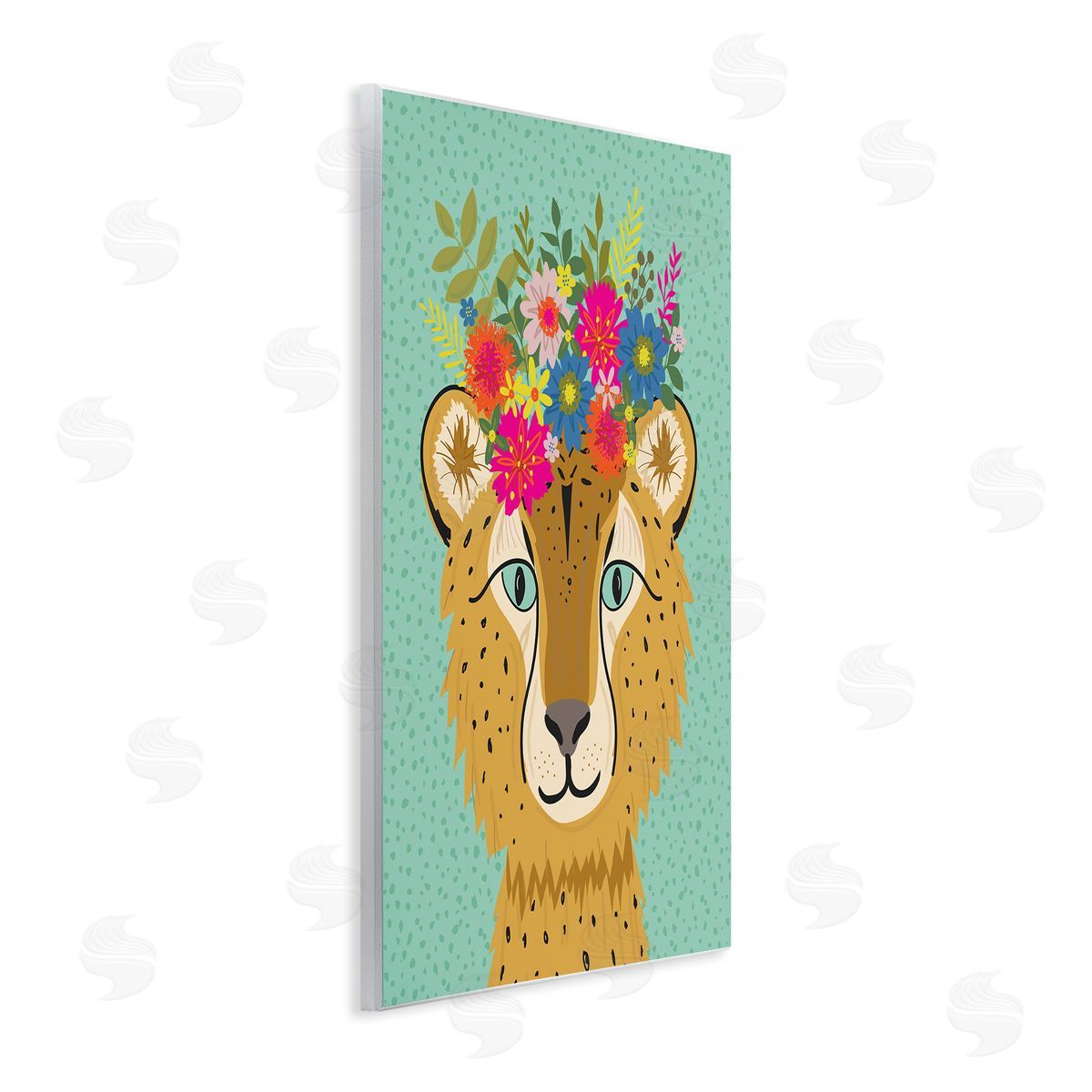 Lisa Perry Whitebutton Floral Crown Cheetah Spotted Fur Playful Animal